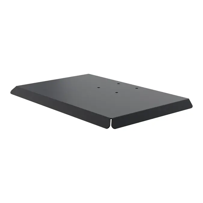 OnePole PRO Dach Uno 350 × 600 mm (Halbdach): rechteckige schwarze Aluminium-Dachplatte, Schrägansicht