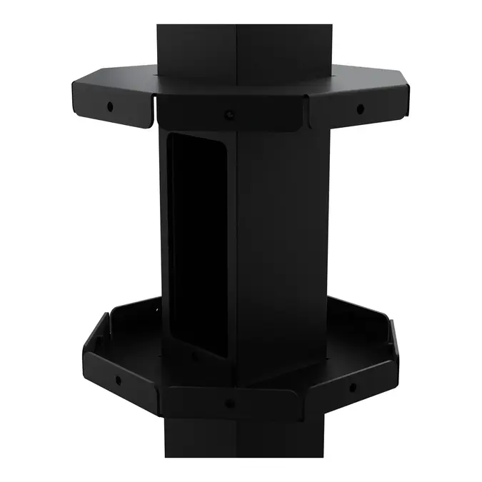 OnePole PRO Quattro-Konsole am Pfosten montiert: oberer und unterer achteckiger Halter