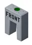 Fertigbetonfundament von Technagon für TEP4, TEW4 und TEW3: grauer Betonblock mit Aufschrift FRONT, Leerrohröffnung und Gewindehülsen auf der Oberseite